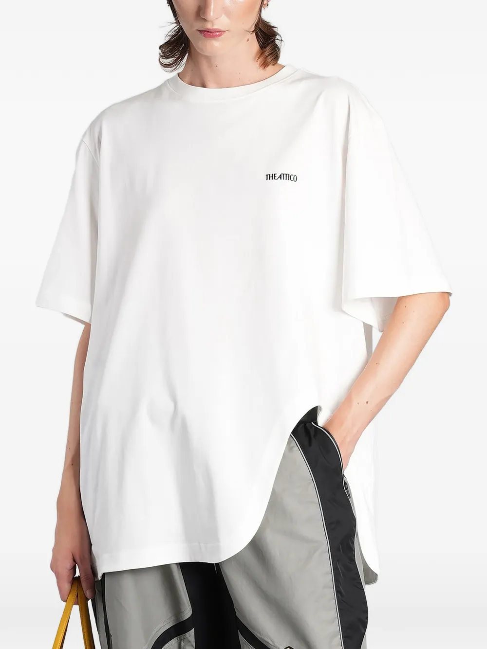 The Attico logo-print asymmetric T-shirt