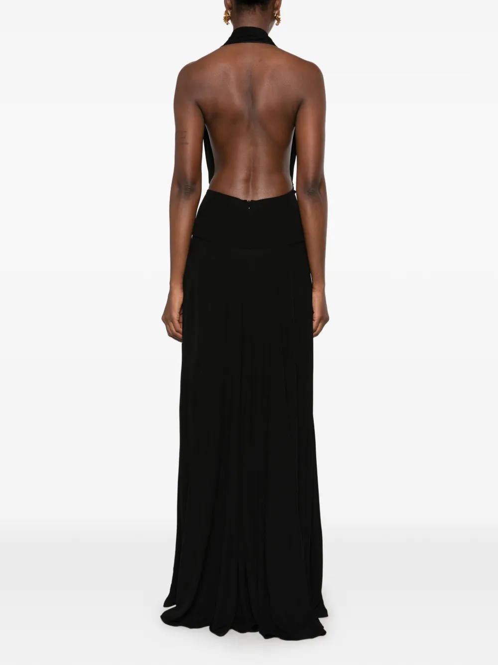 Casablanca halterneck logo-plaque maxi dress Zwart