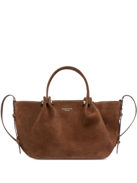 Weekend Max Mara small WKARIO suede logo-print tote bag