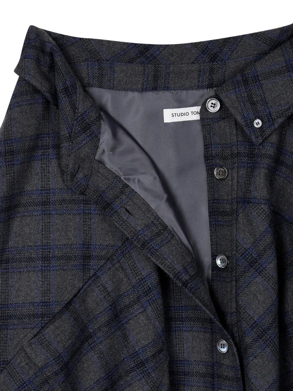 TOMBOY check-pattern button-down skirt Grijs
