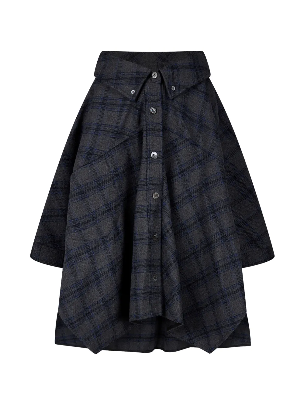 TOMBOY check-pattern button-down skirt Grijs