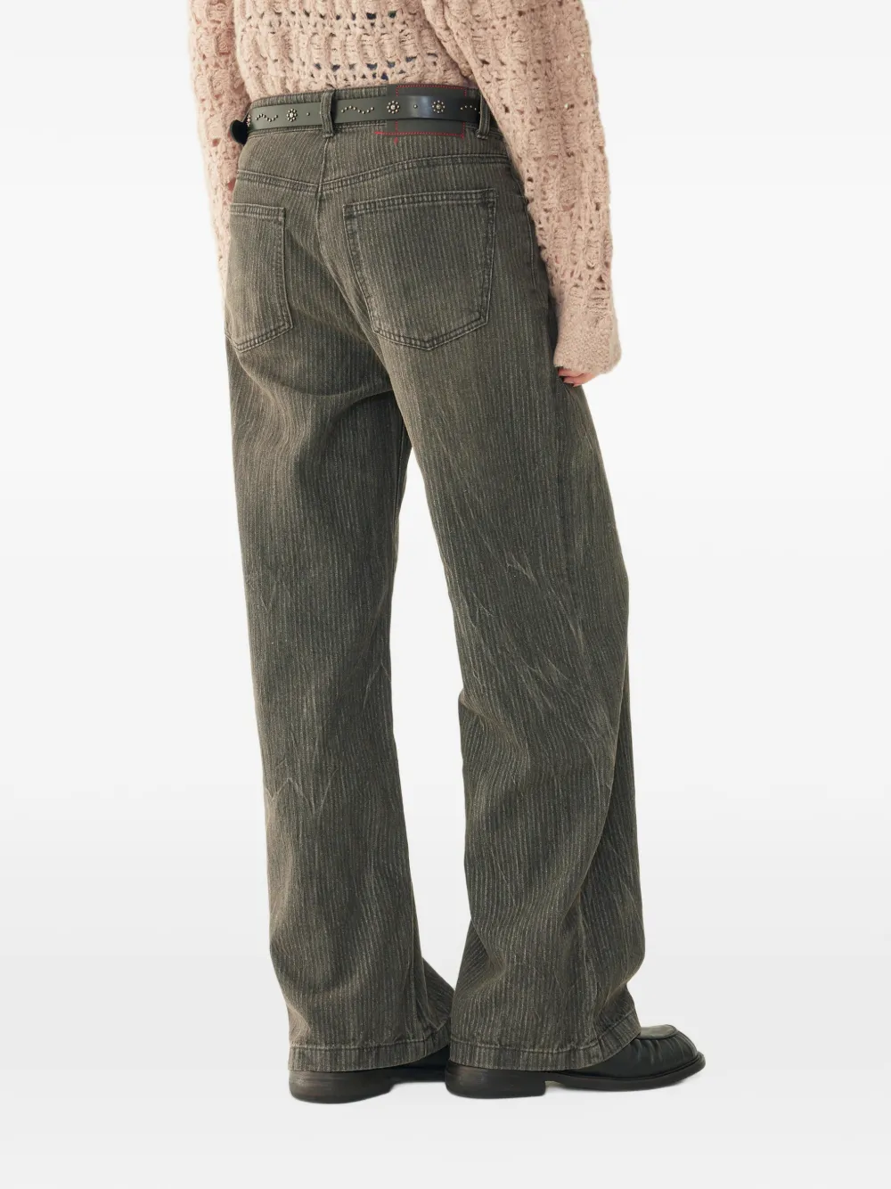 TOMBOY pinstripe-pattern wide-leg jeans Zwart