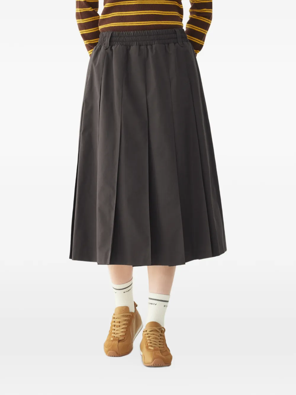 TOMBOY pleated elasticated-waist midi skirt Grijs