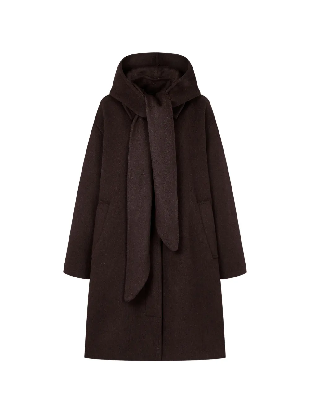 TOMBOY hooded scarf-detail coat Bruin