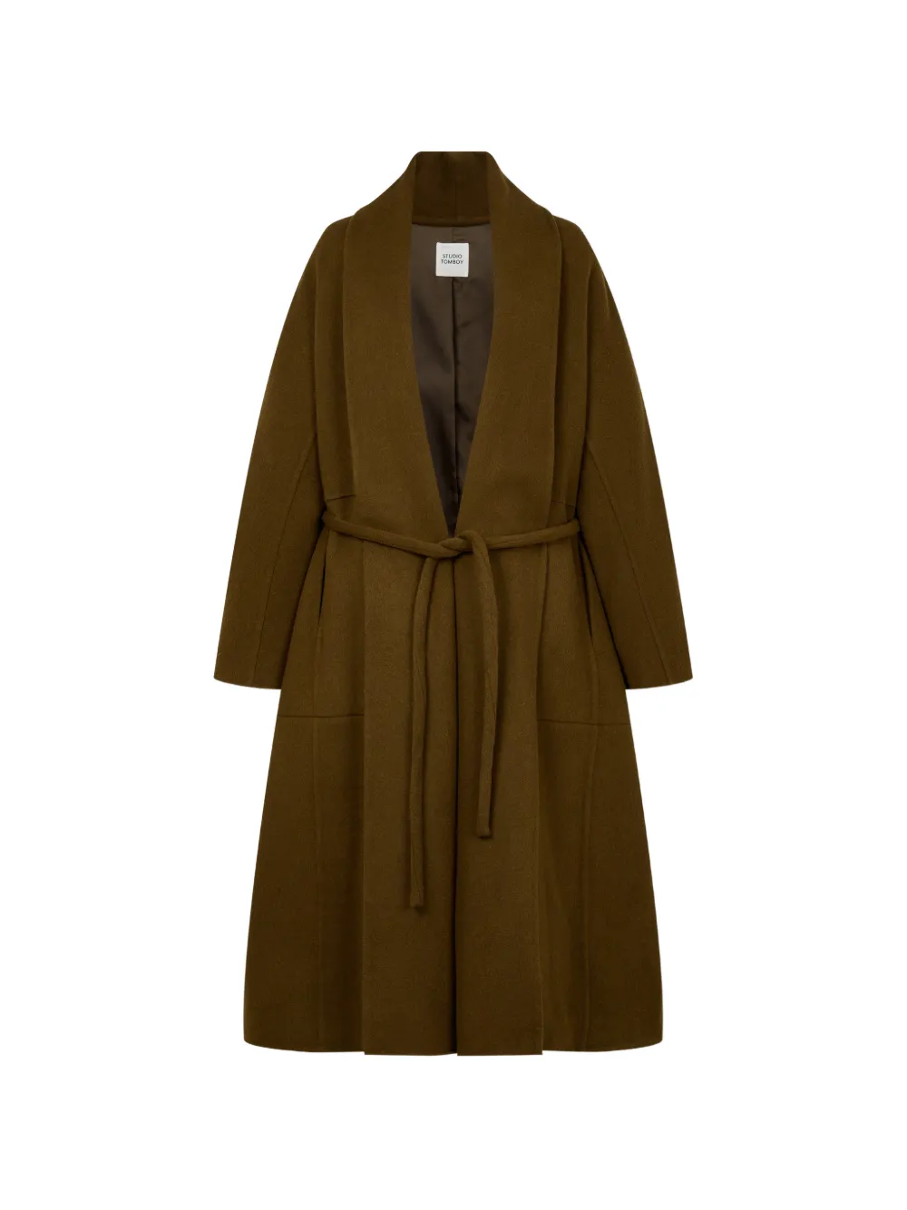 TOMBOY belted shawl-lapel coat Bruin