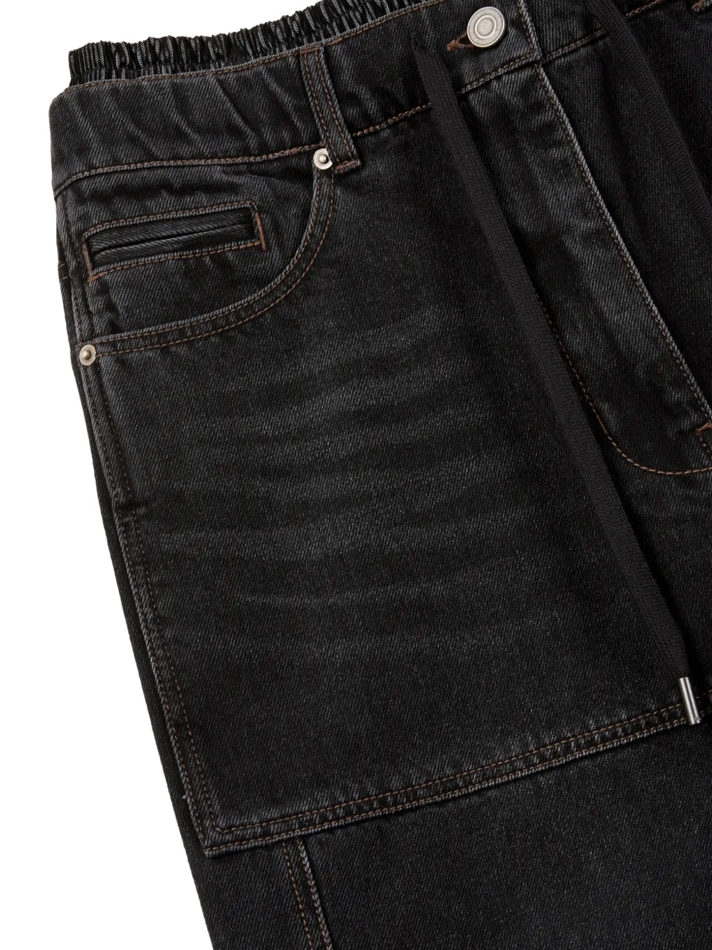 TOMBOY drawstring layered-waist jeans Zwart