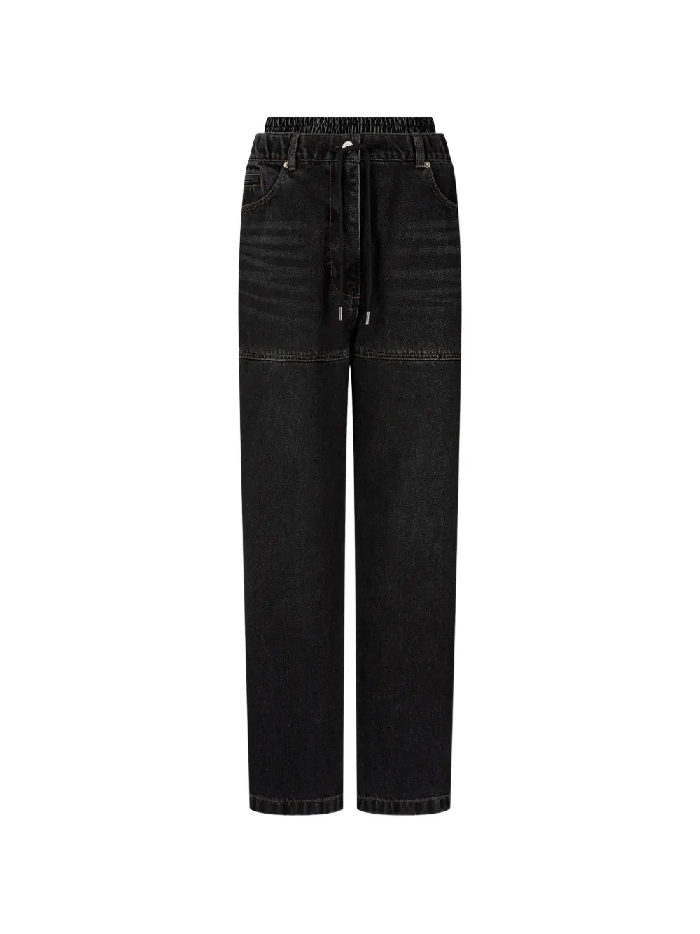 TOMBOY drawstring layered-waist jeans Zwart