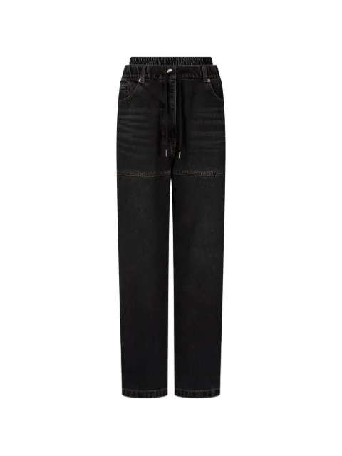 TOMBOY drawstring layered-waist jeans