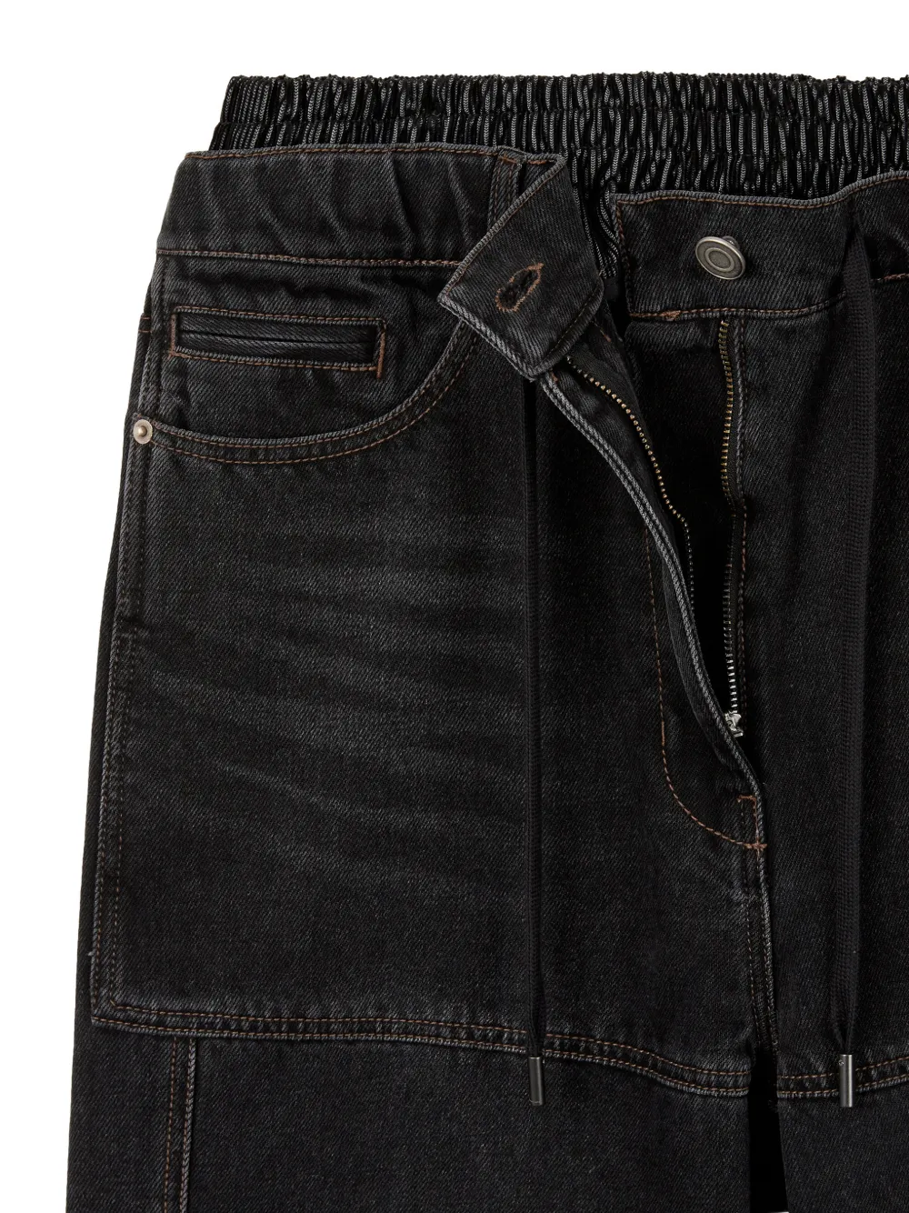 TOMBOY drawstring layered-waist jeans Zwart