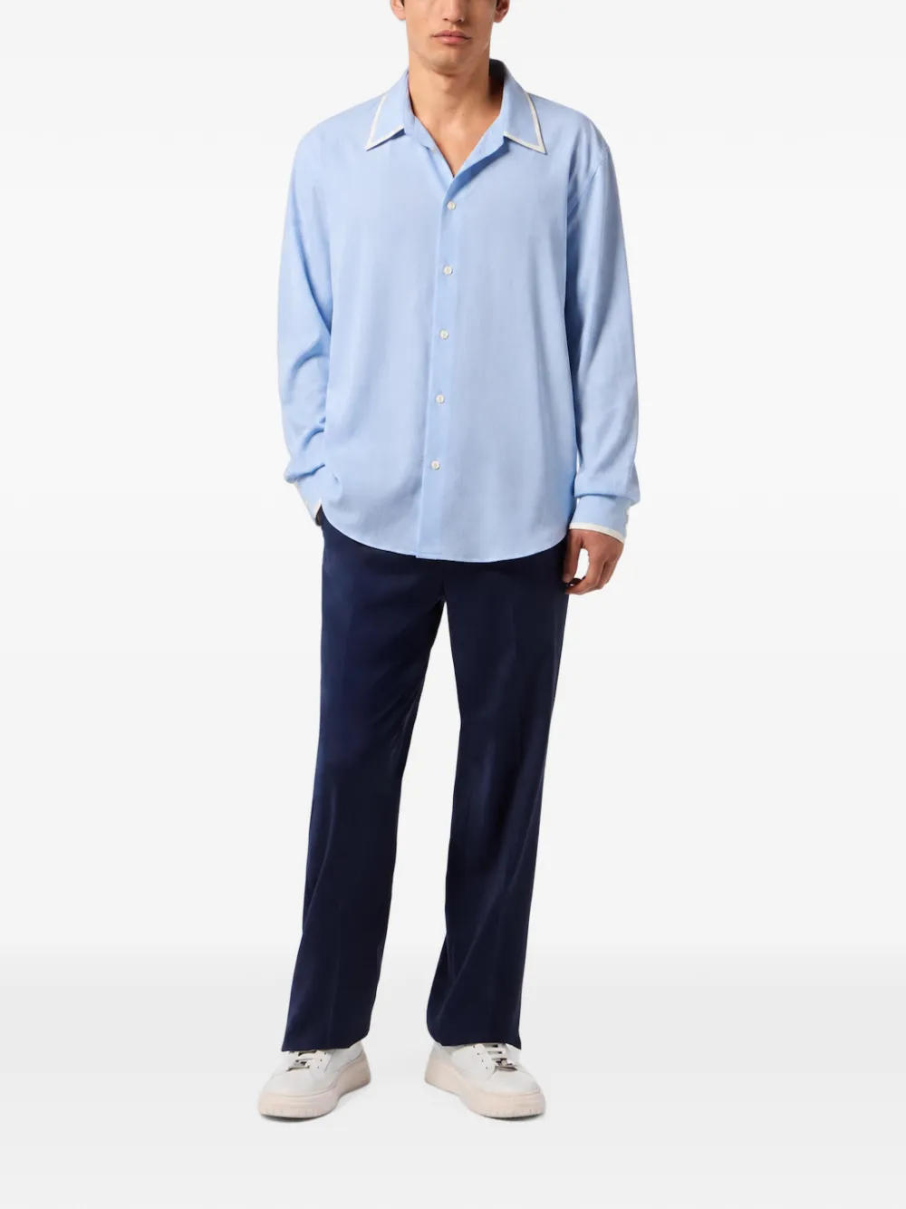Billionaire Milano overhemd met contrasterende afwerking Blauw