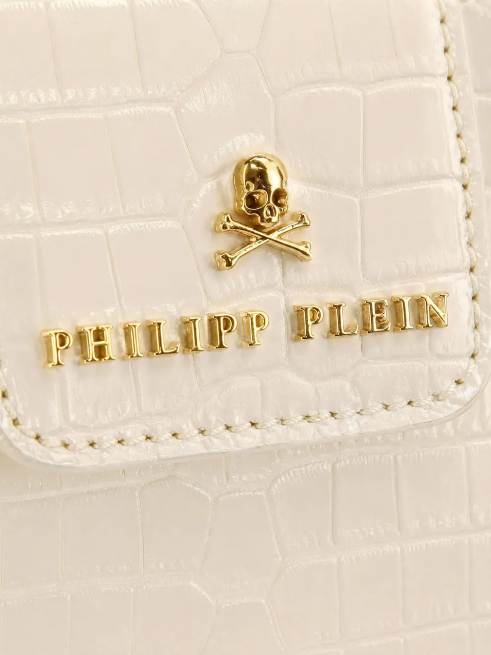 Philipp Plein Clutch met krokodillen-reliëf Beige