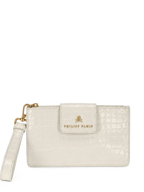 Philipp Plein crocodile-effect leather clutch bag