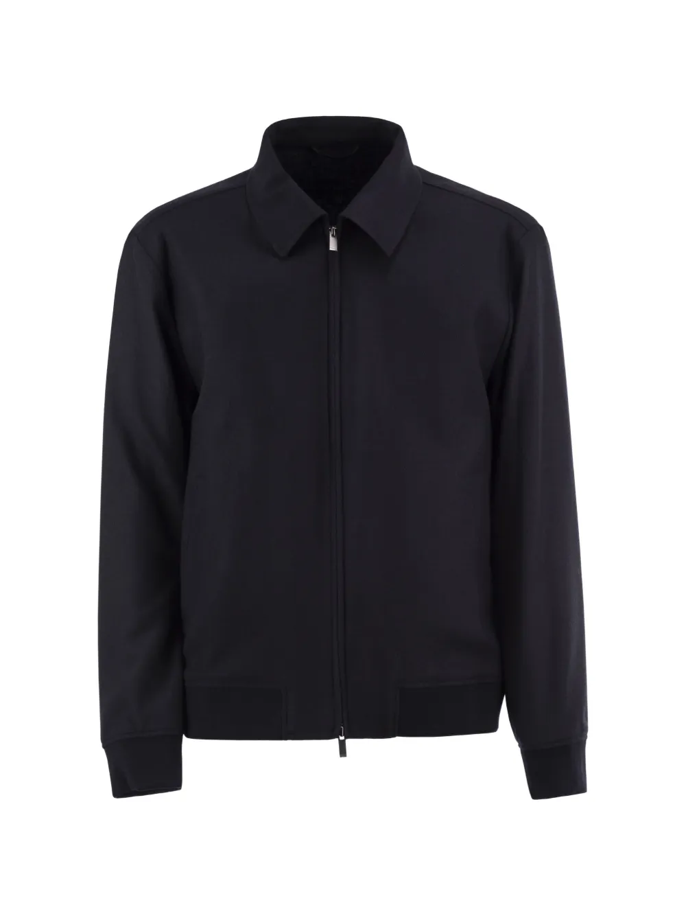 BOSS slim-fit zip-up jacket in virgin wool flannel - Blu