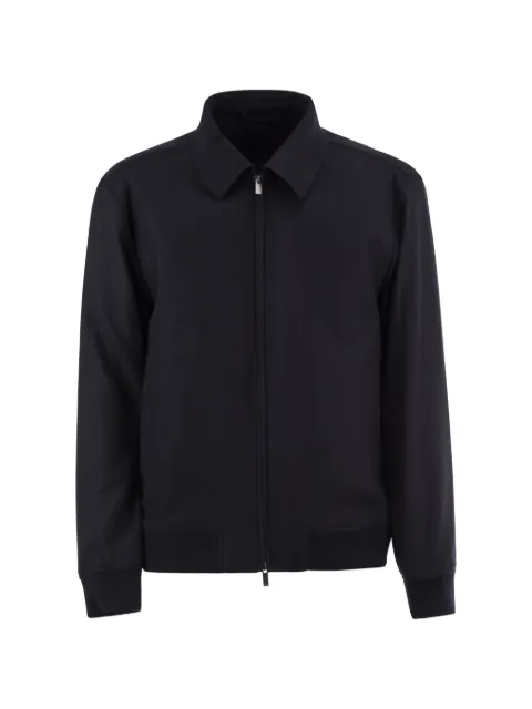 BOSS slim-fit zip-up jacket in virgin wool flannel