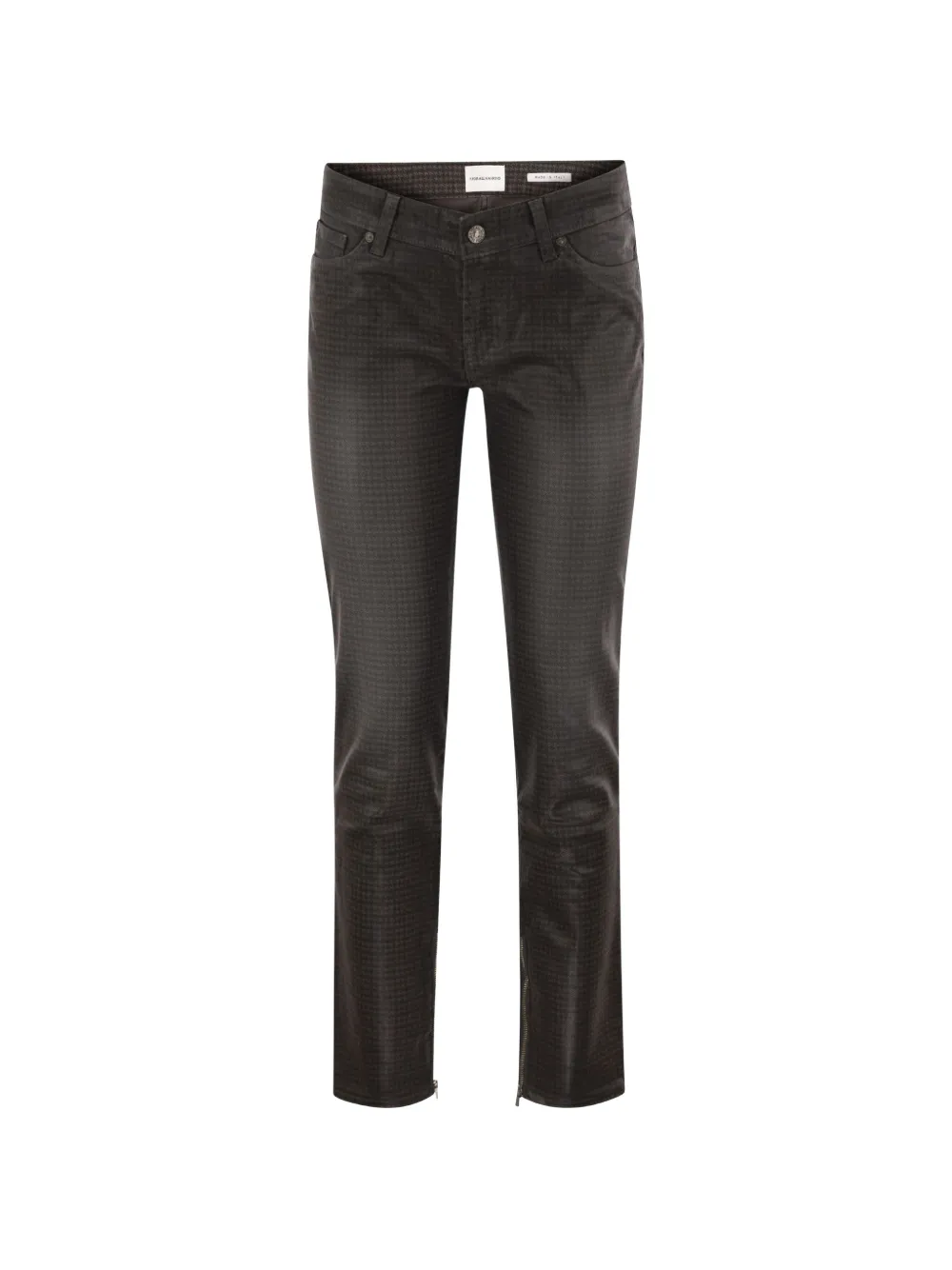 7 For All Mankind Y2k Skinny houndstooth-pattern zipped-hem jeans - Nero