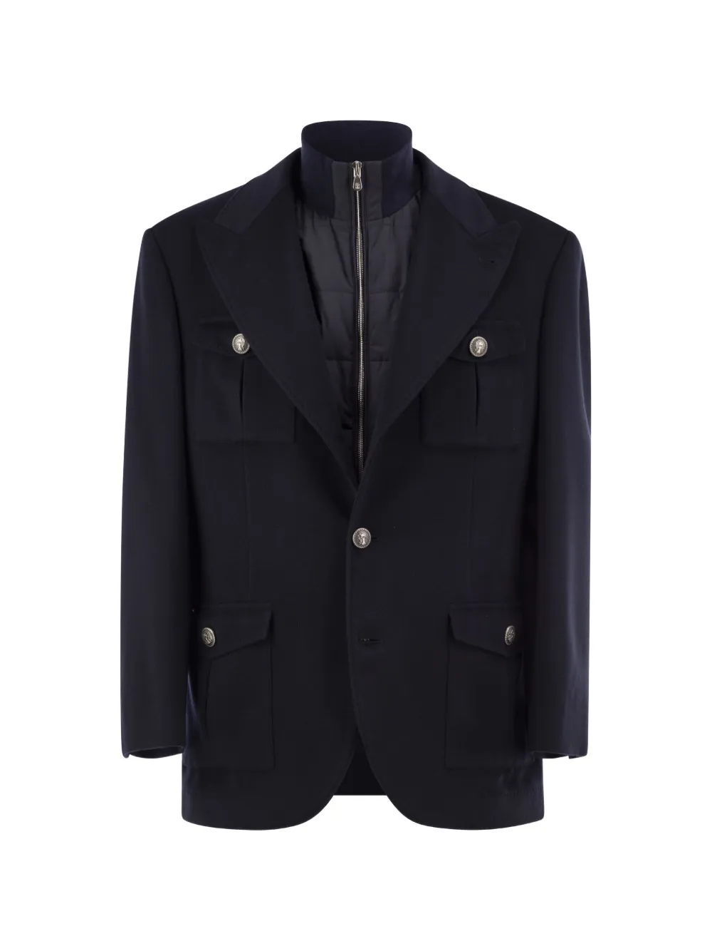 Brunello Cucinelli removable-gilet single-breasted wool blazer - Blue