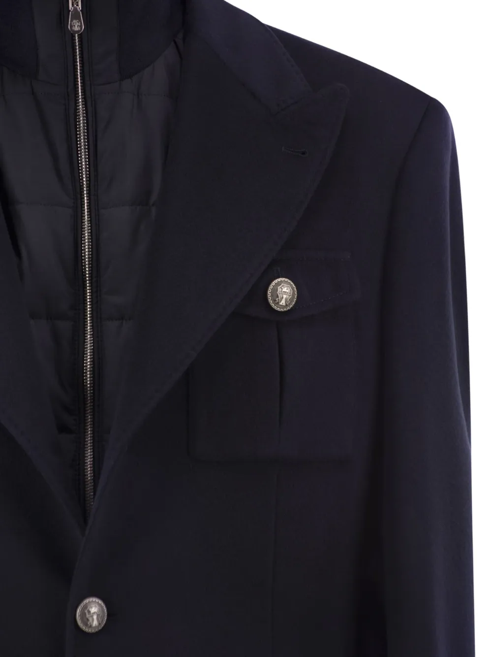 Brunello Cucinelli removable-gilet single-breasted wool blazer Blauw