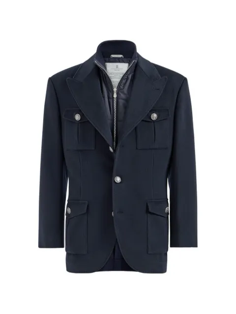 Brunello Cucinelli virgin wool beaver cloth blazer with Thermore®-padded detachable vest