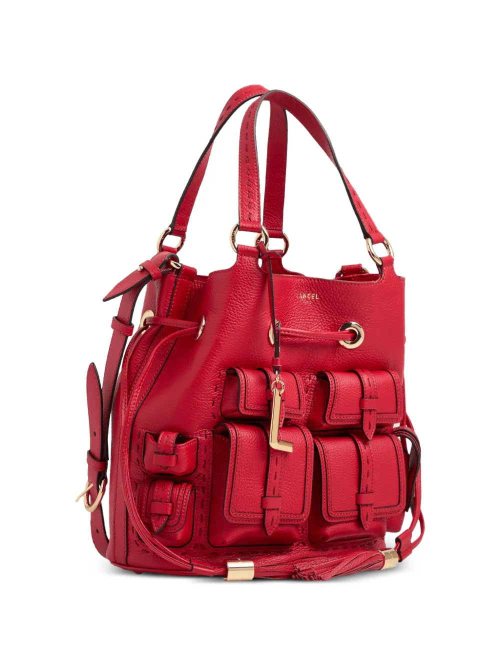 Lancel Premier Flirt leather bucket bag Rood