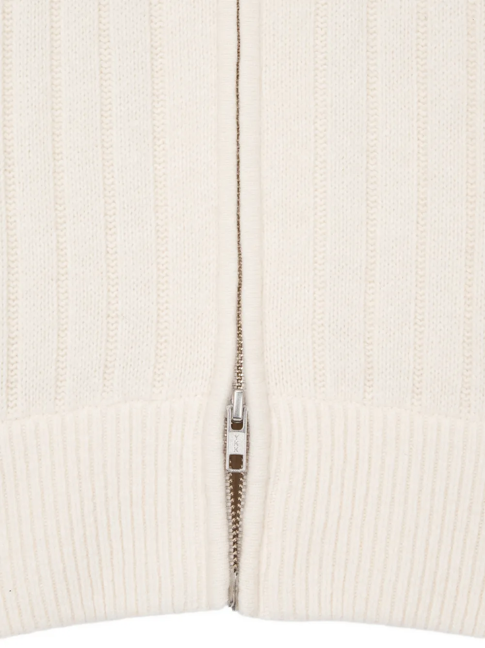 TOMBOY ribbed-knit zip-up cardigan Beige