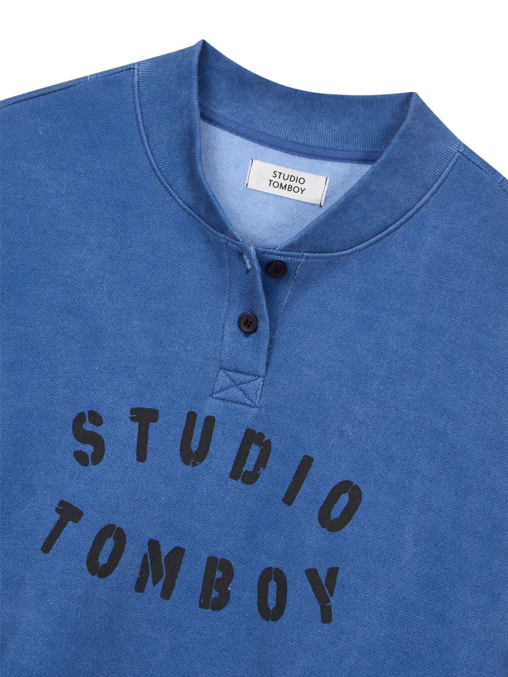 TOMBOY logo-print button-up sweatshirt Blauw