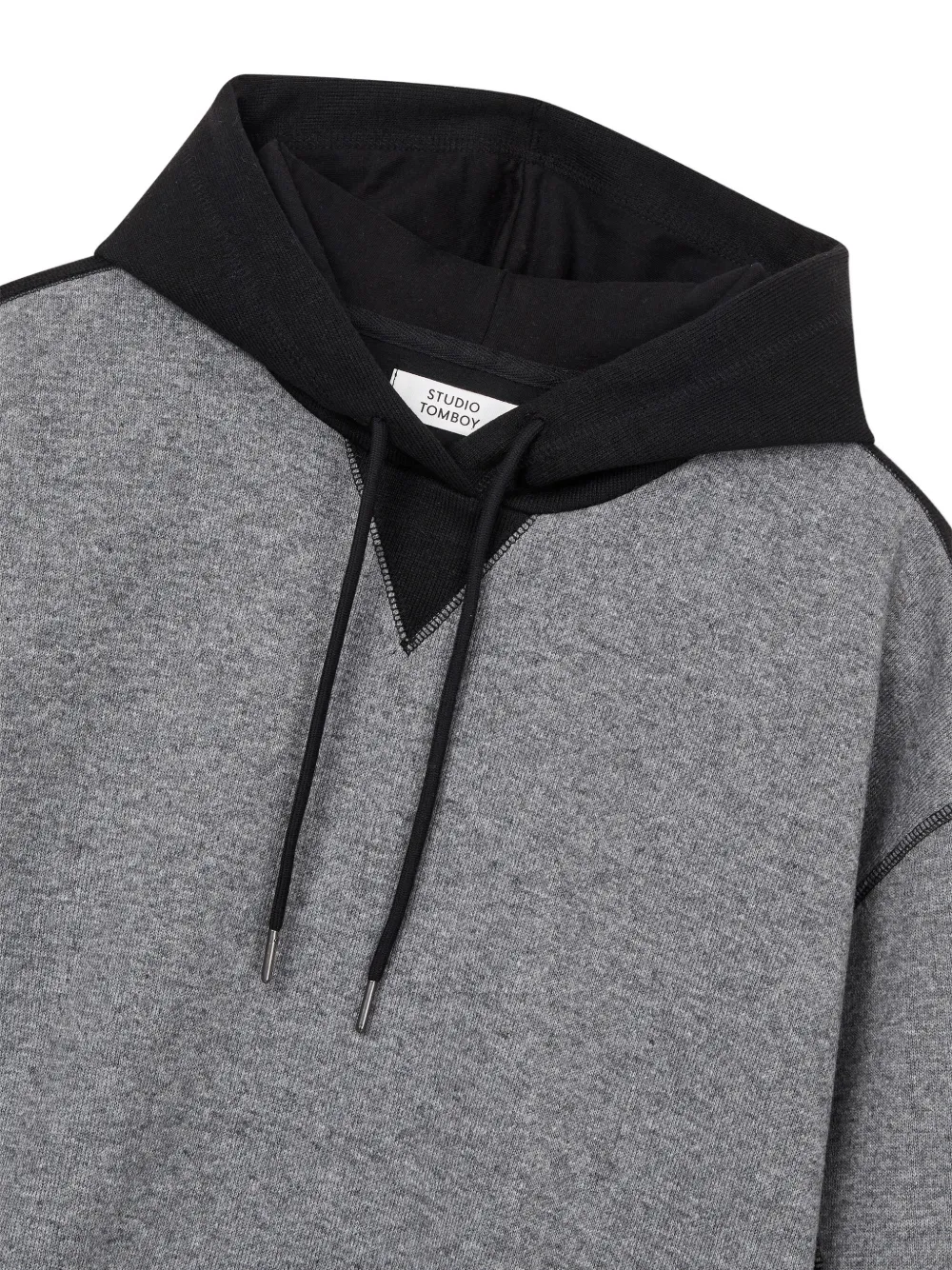 TOMBOY colour-block logo-print hoodie Grijs
