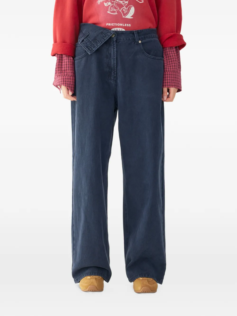 TOMBOY asymmetric-waistband wide-leg jeans Blauw