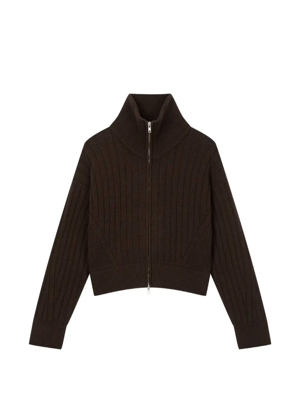 TOMBOY ribbed-knit zip-up cardigan - Braun