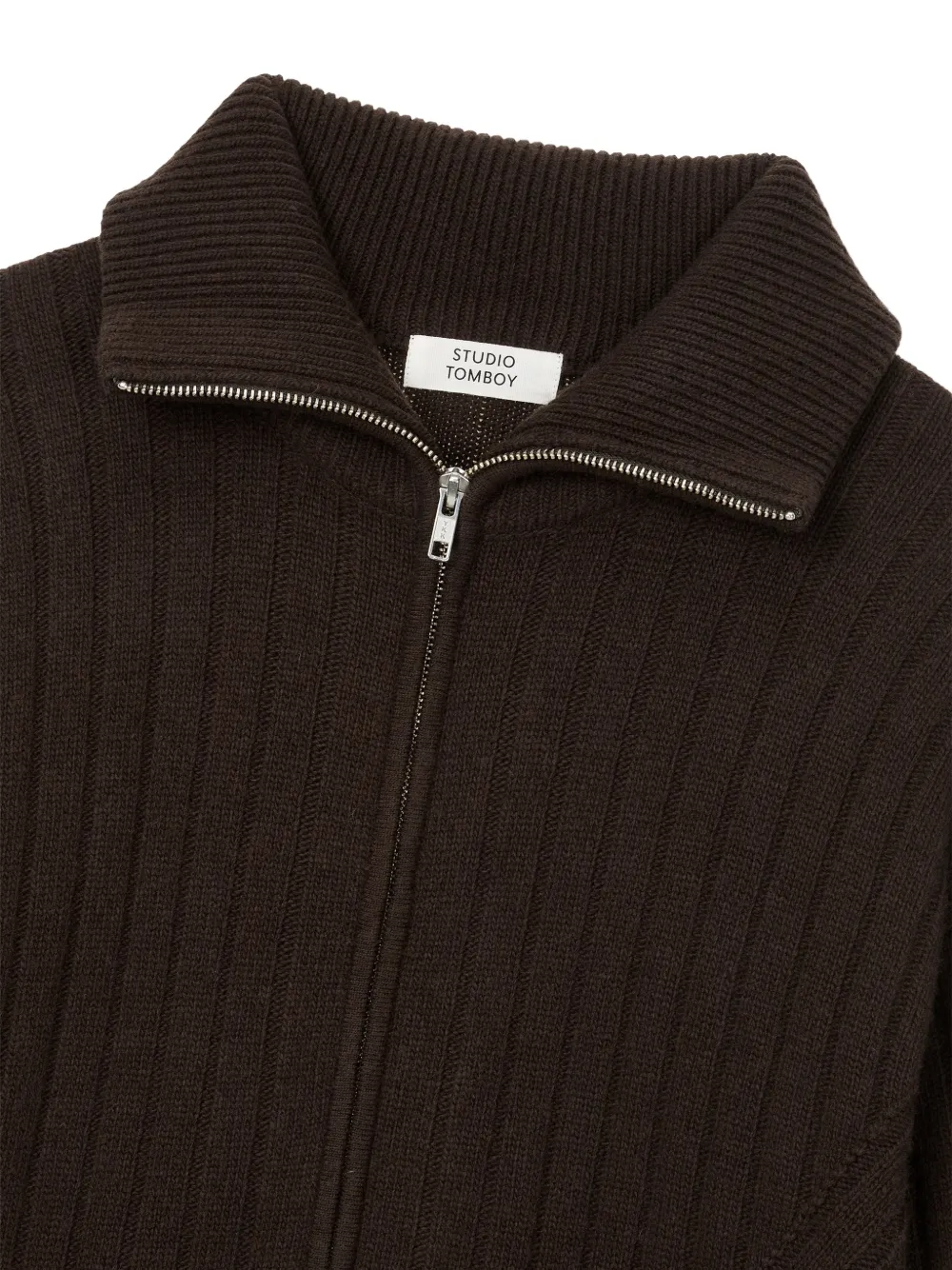 TOMBOY ribbed-knit zip-up cardigan Bruin