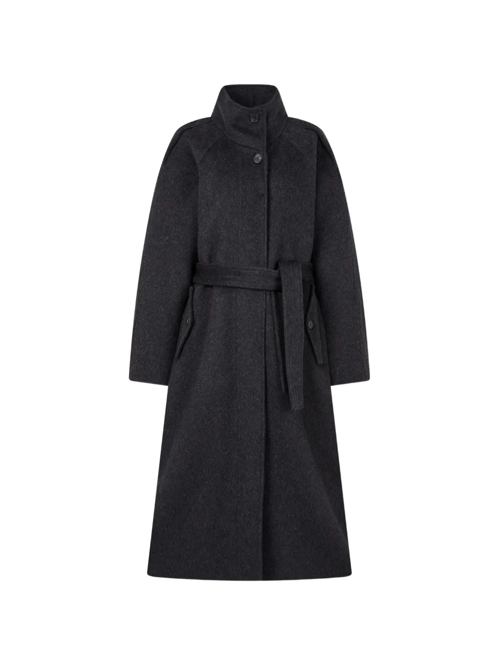 TOMBOY belted high-neck coat - Grigio