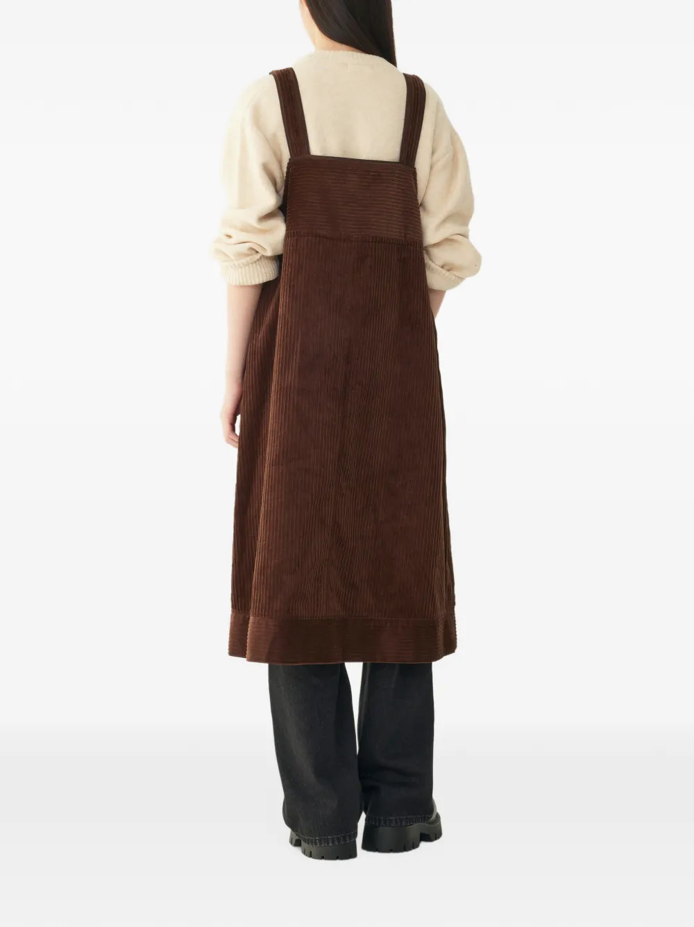 TOMBOY corduroy-texture midi dress Bruin