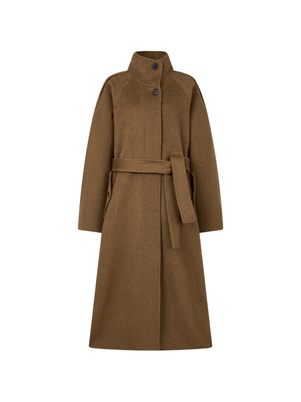 TOMBOY belted high-neck coat Bruin