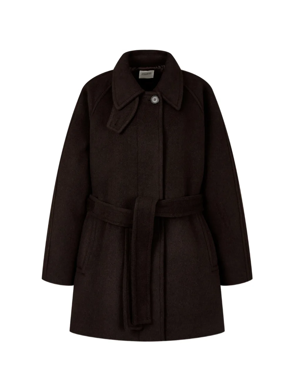 Tomboy Belted Raglan-sleeve Coat In Brown