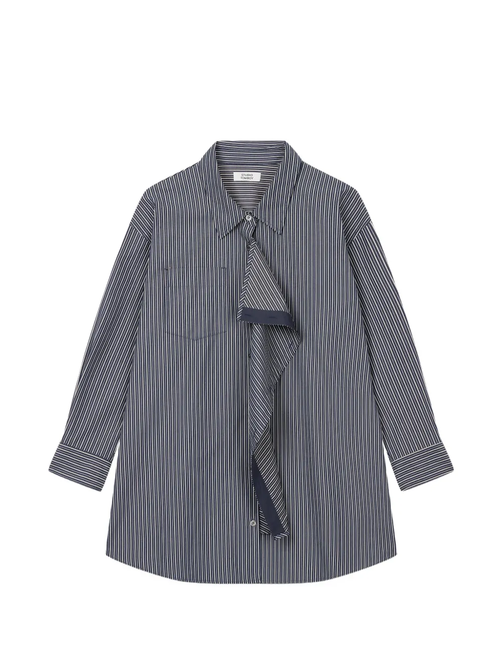 TOMBOY vertical-stripe draped shirt - Blau