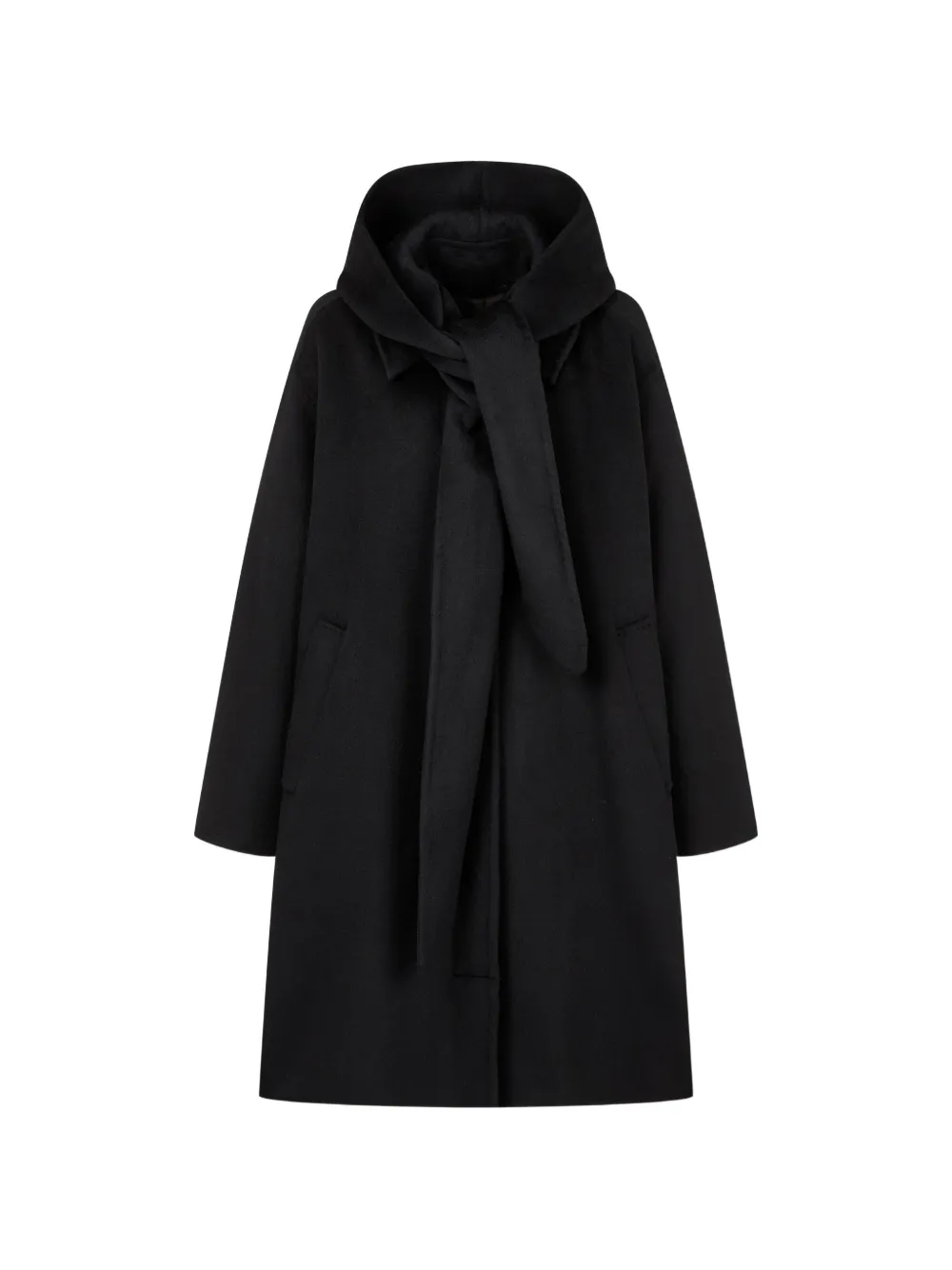 TOMBOY scarf-detail hooded coat - Schwarz