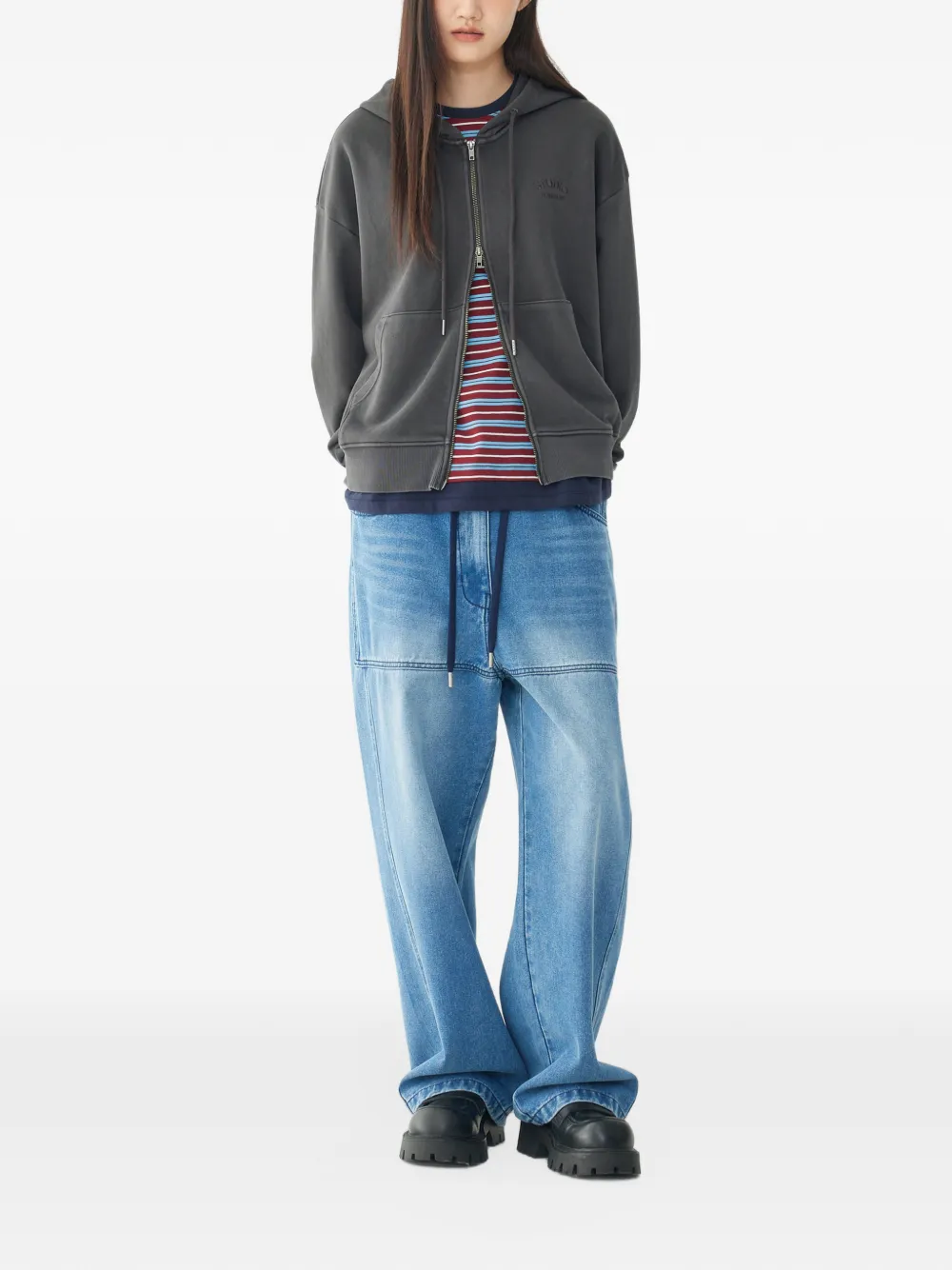 TOMBOY drawstring straight-leg jeans Blauw