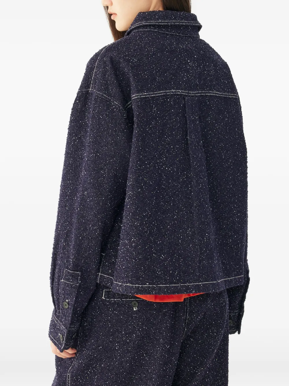 TOMBOY contrast-stitch shirt jacket Blauw