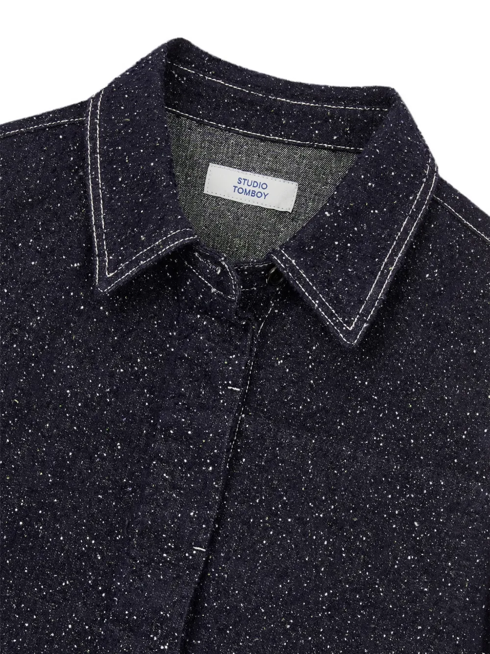 TOMBOY contrast-stitch shirt jacket Blauw