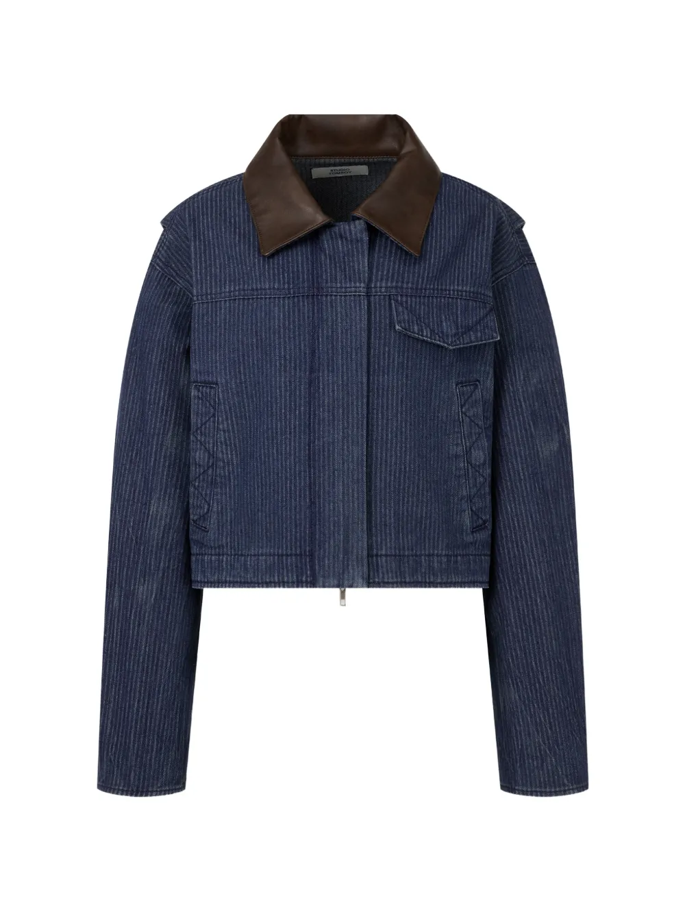 TOMBOY pinstripe-pattern contrast-collar jacket - Blu
