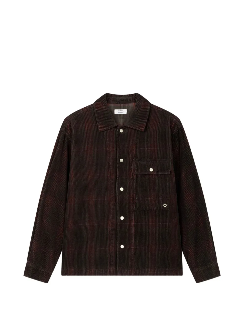 TOMBOY check-pattern corduroy shirt jacket - Braun