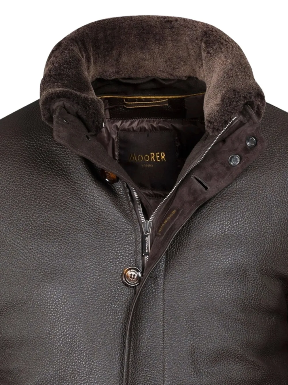 Moorer Cleros-P1 shearling-collar leather jacket Bruin