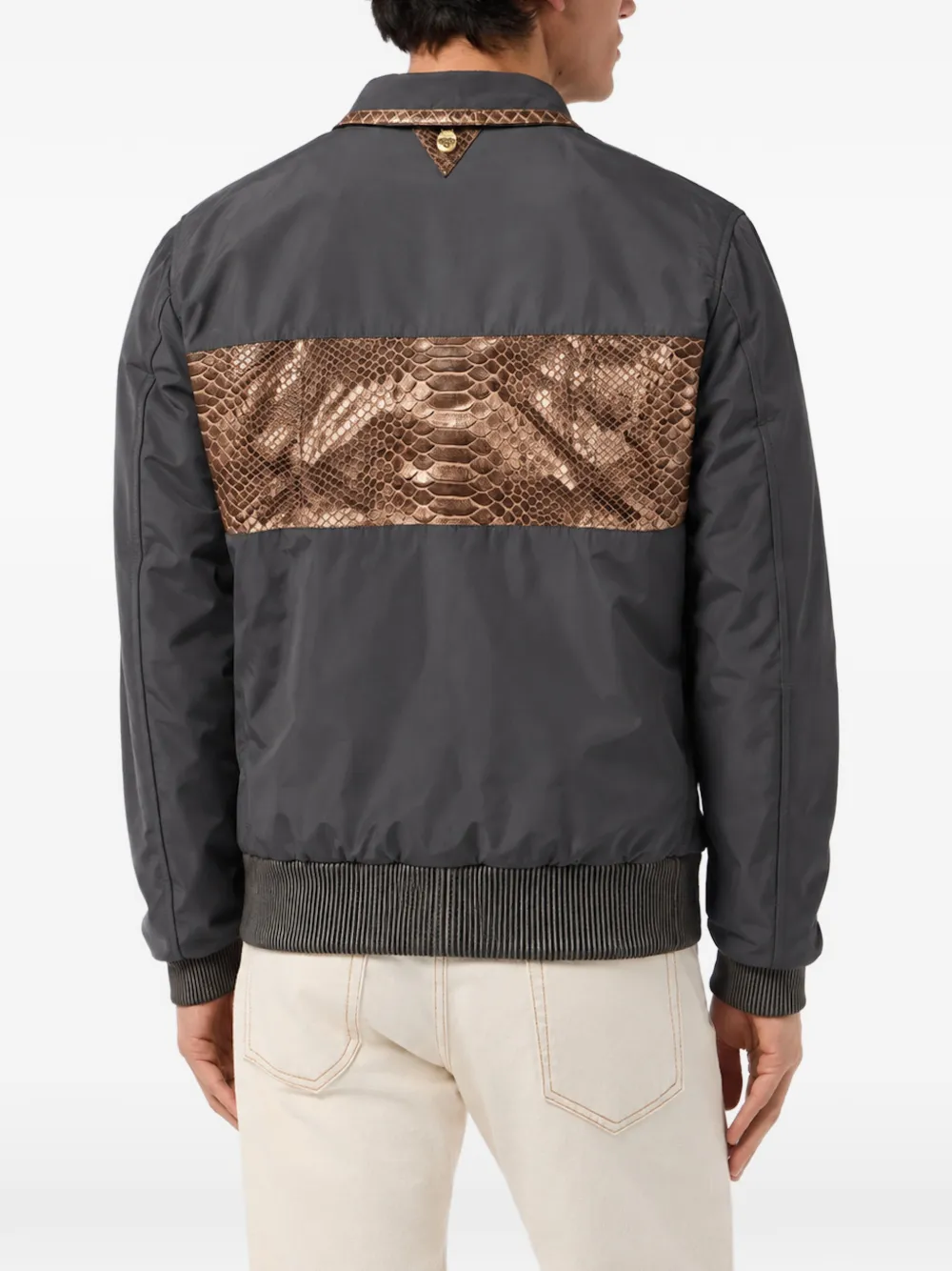 Billionaire python-panelled shirt-collar jacket Grijs