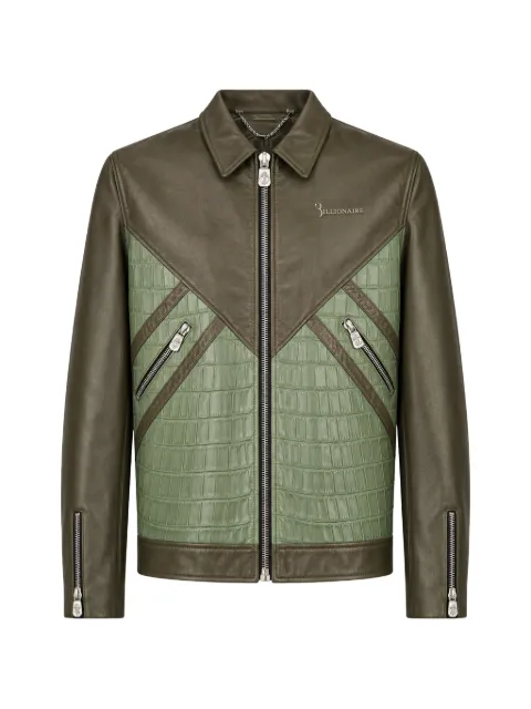 Billionaire crocodile-insert leather jacket
