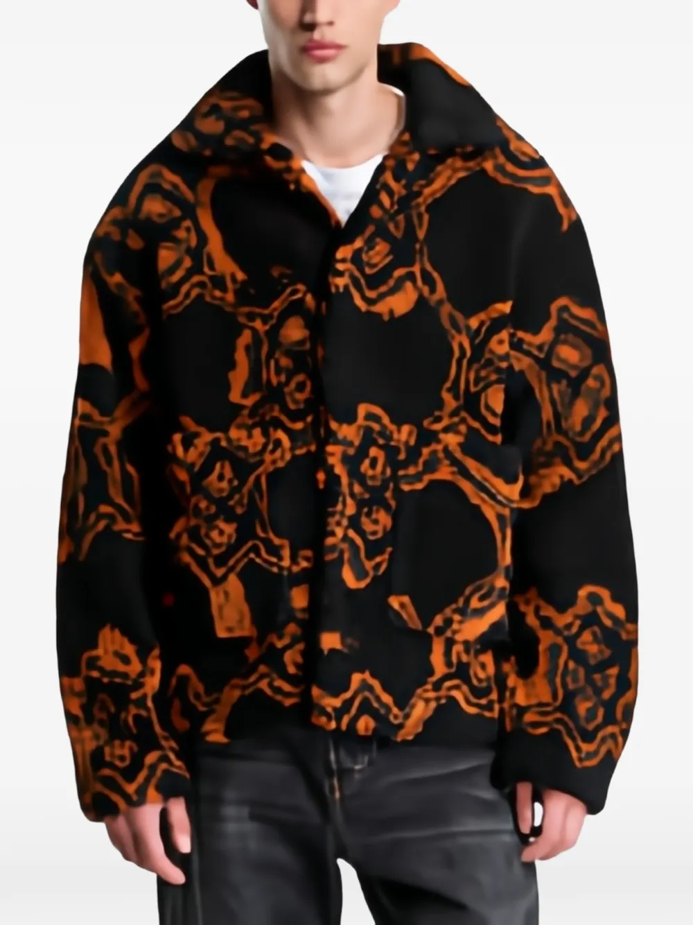 Daily Paper Burned Shield faux-fur jacket - Nero