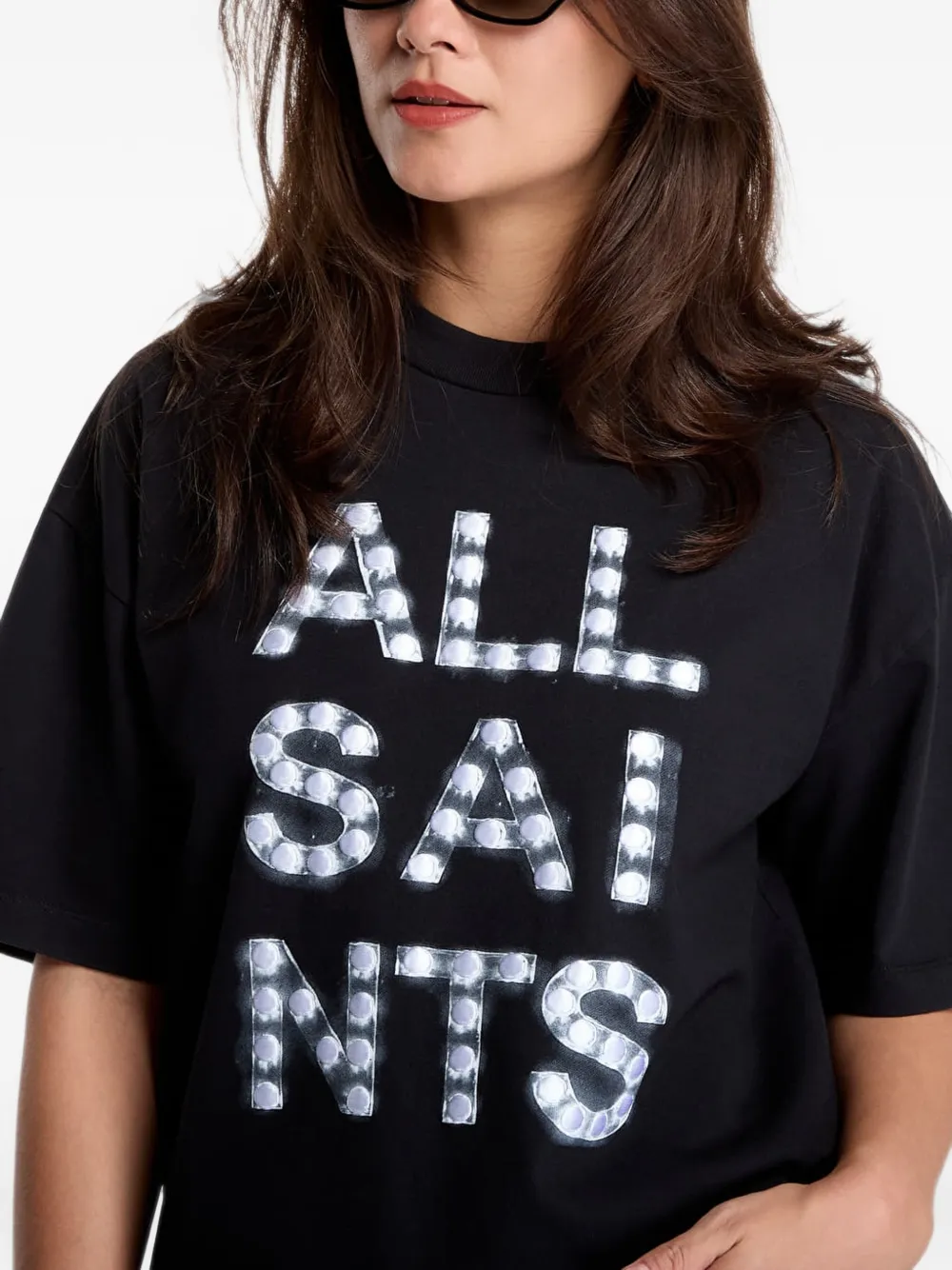 AllSaints Katoenen T-shirt met logoprint Zwart