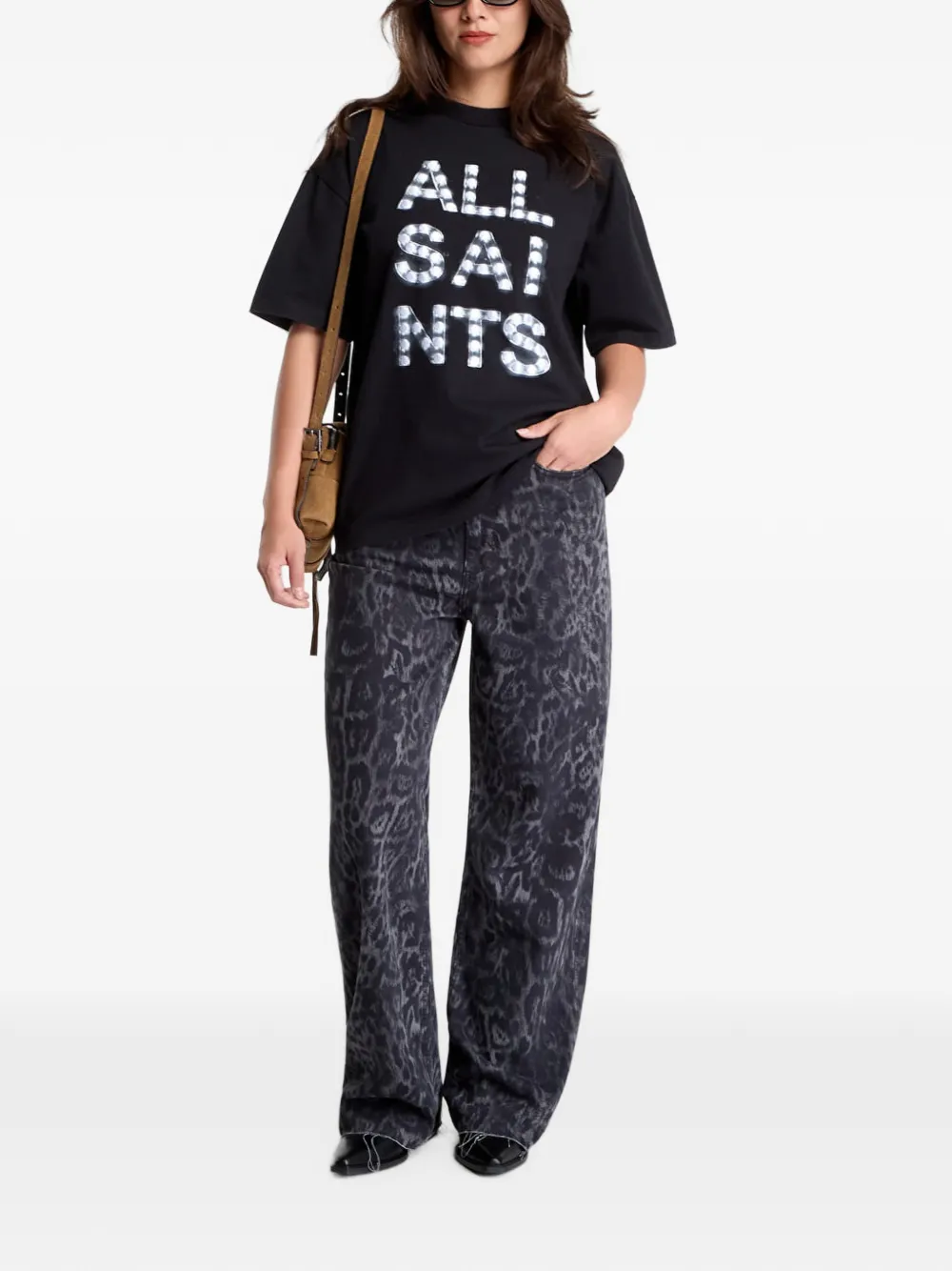 AllSaints Katoenen T-shirt met logoprint Zwart