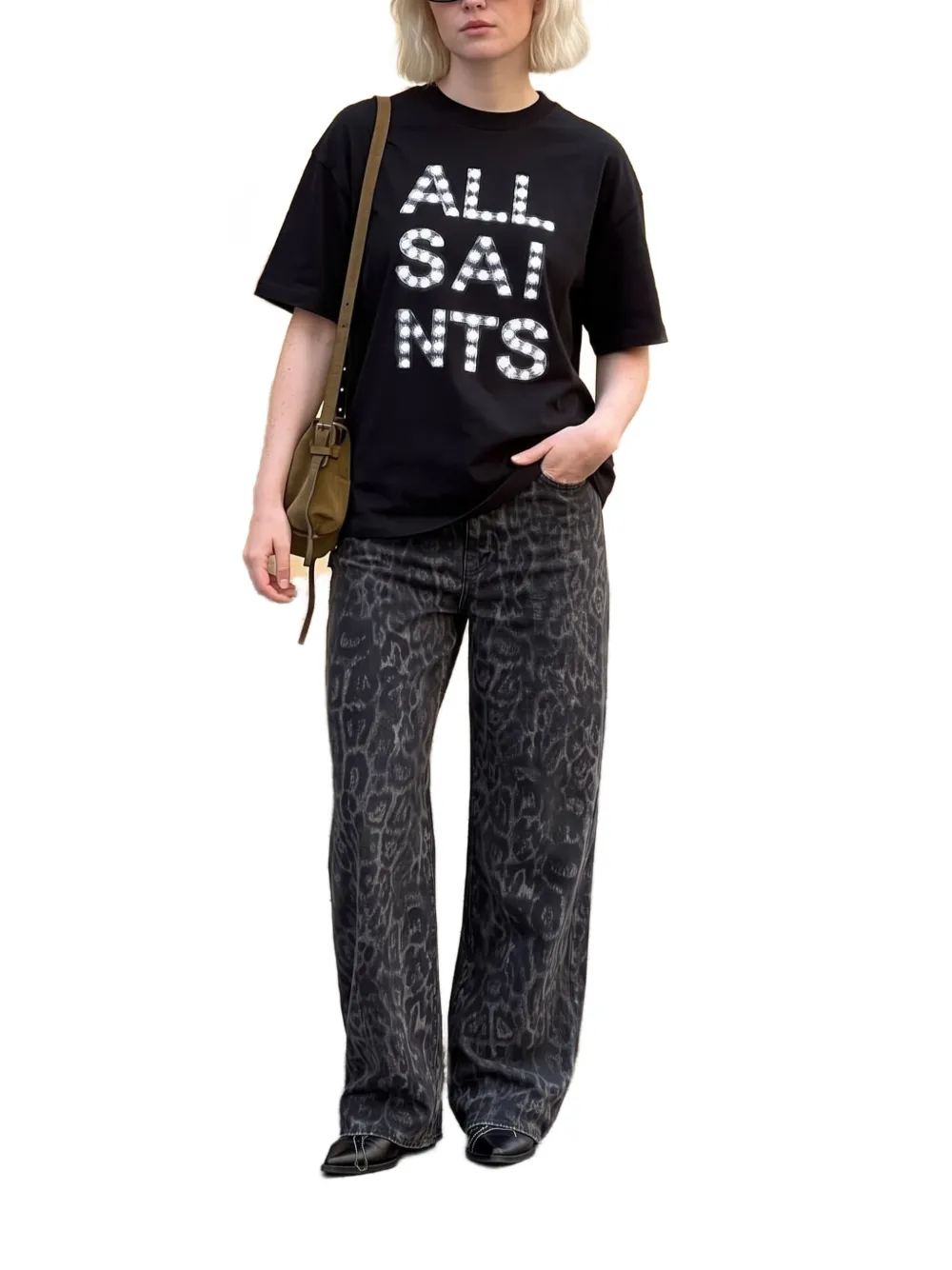 AllSaints Katoenen T-shirt met logoprint Zwart