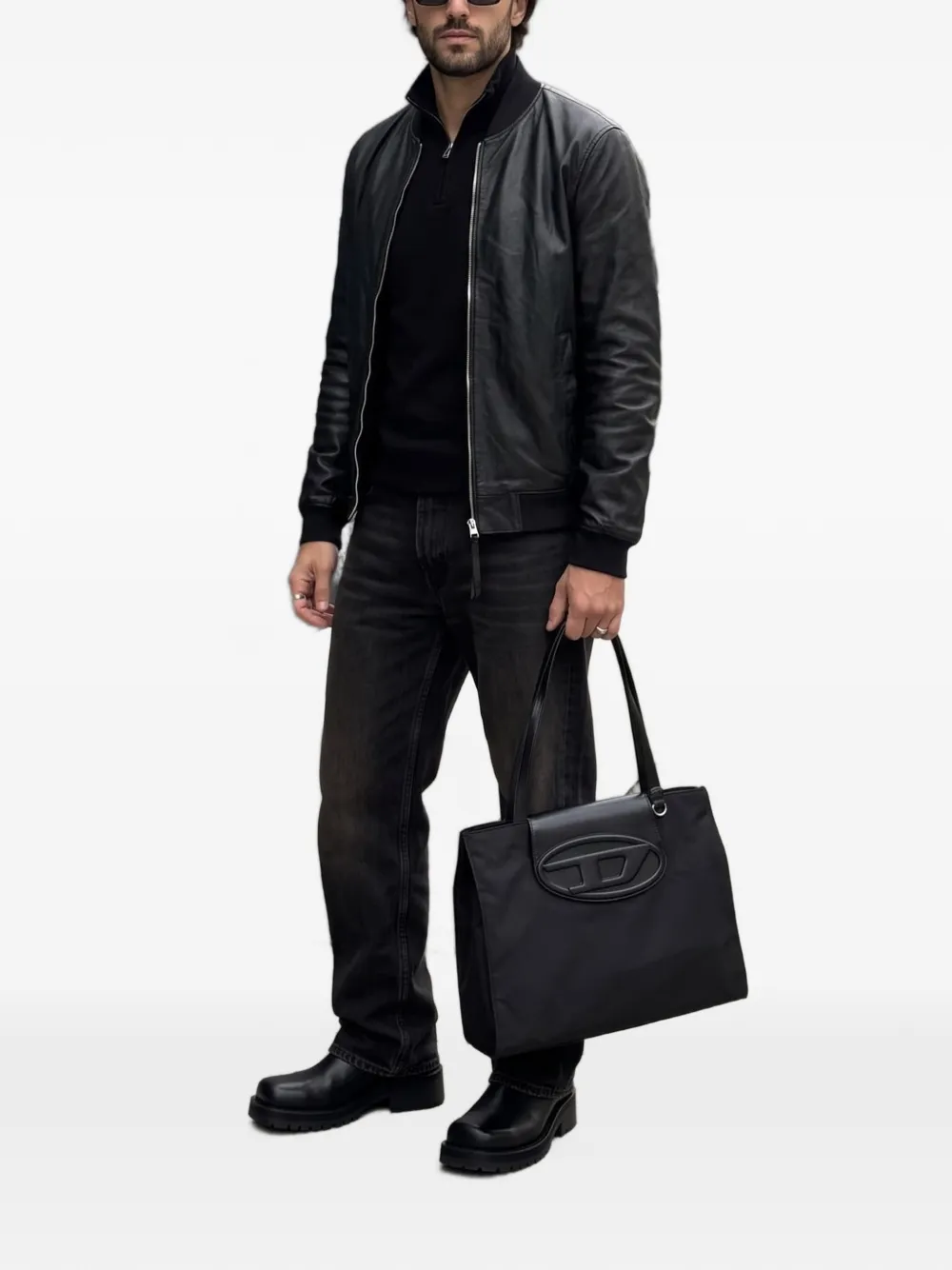 AllSaints Morten bomberjack van geitenleer Zwart