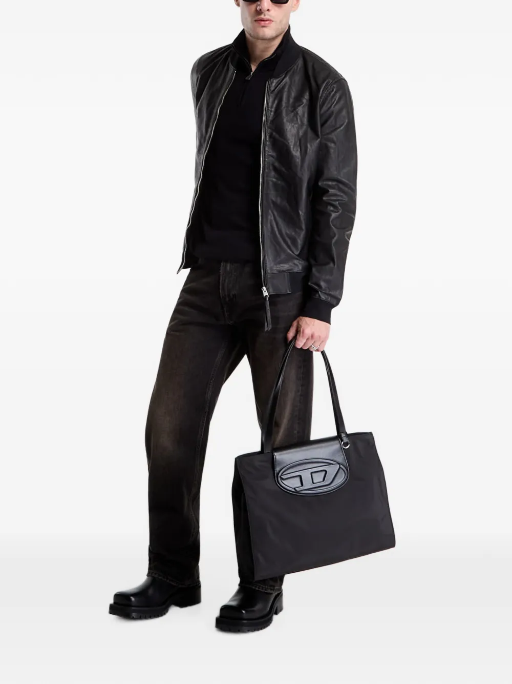 AllSaints Morten bomberjack van geitenleer Zwart