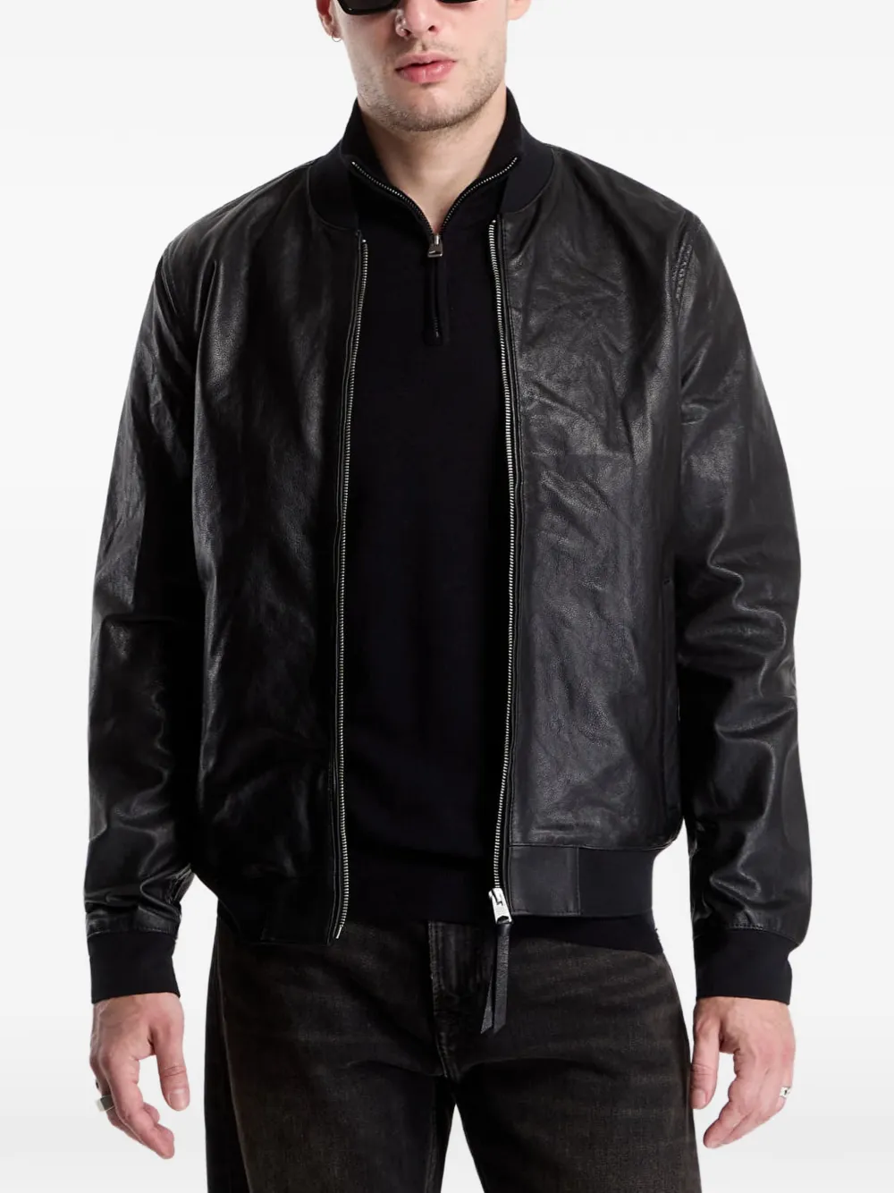 AllSaints Morten goat skin bomber jacket - Black
